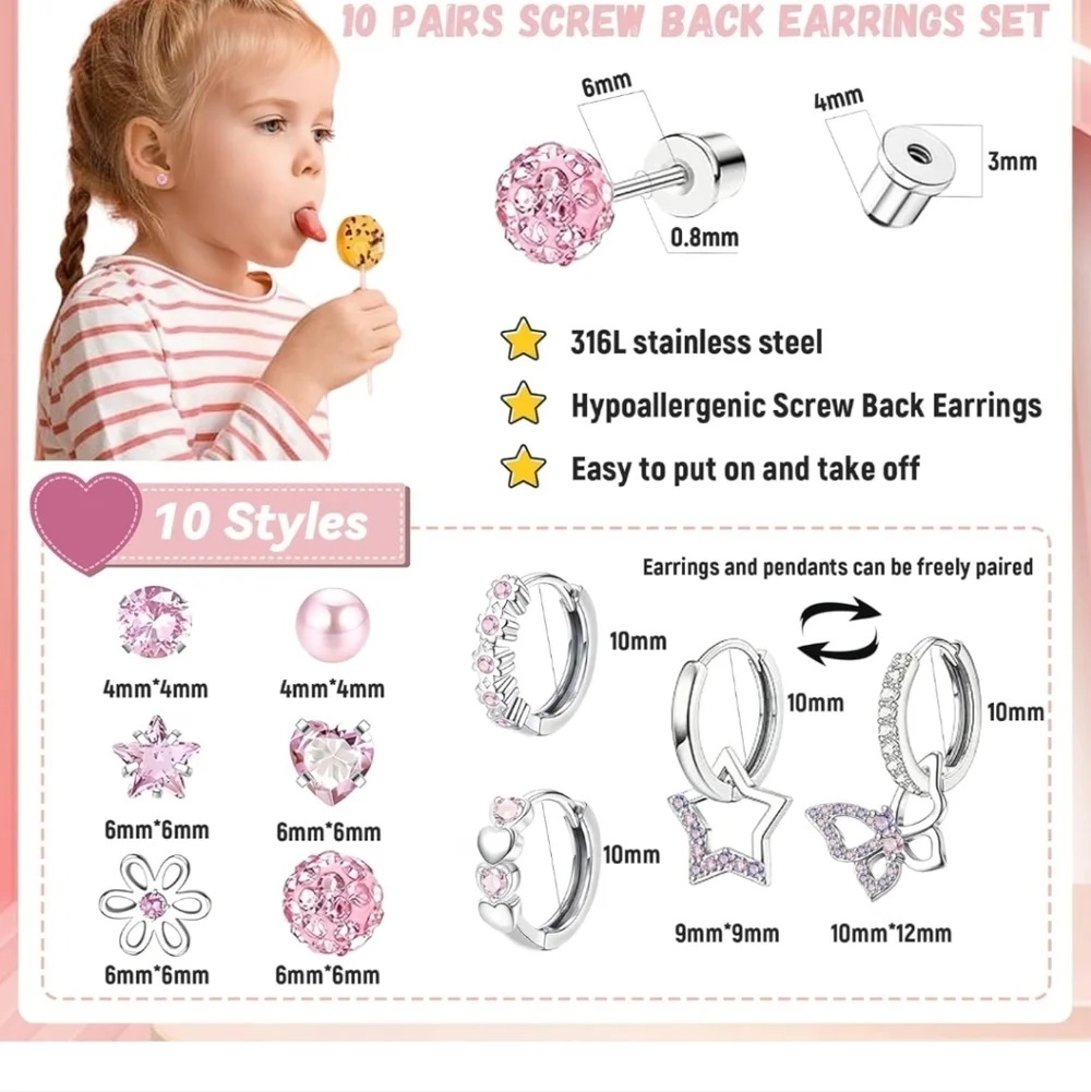 Elegant Pink and Silver Earring Set